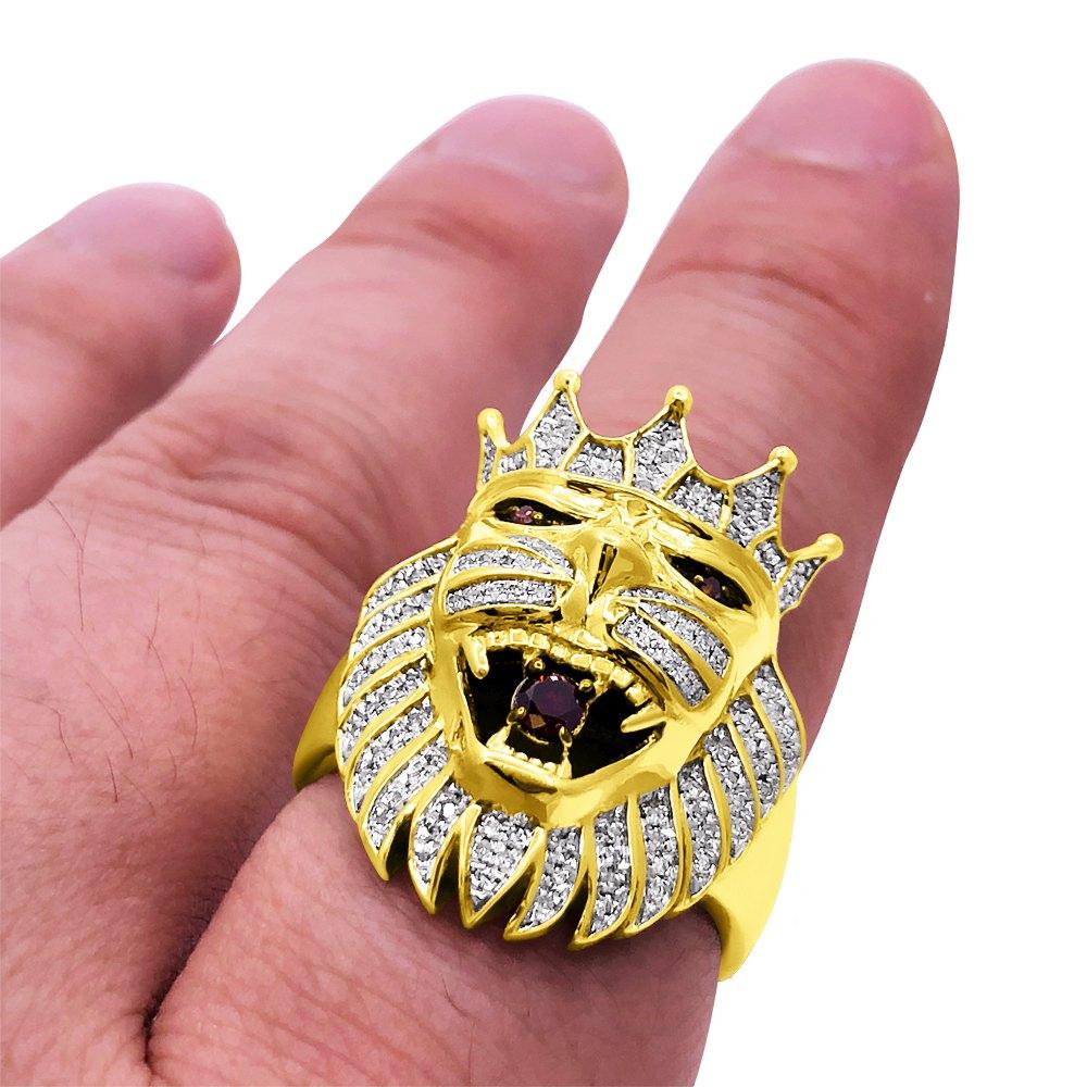 Lion .42cttw Diamond 10K Yellow Gold Ring HipHopBling