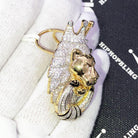 Lion Door Knocker VVS CZ Hip Hop Iced Out Pendant Yellow Gold HipHopBling