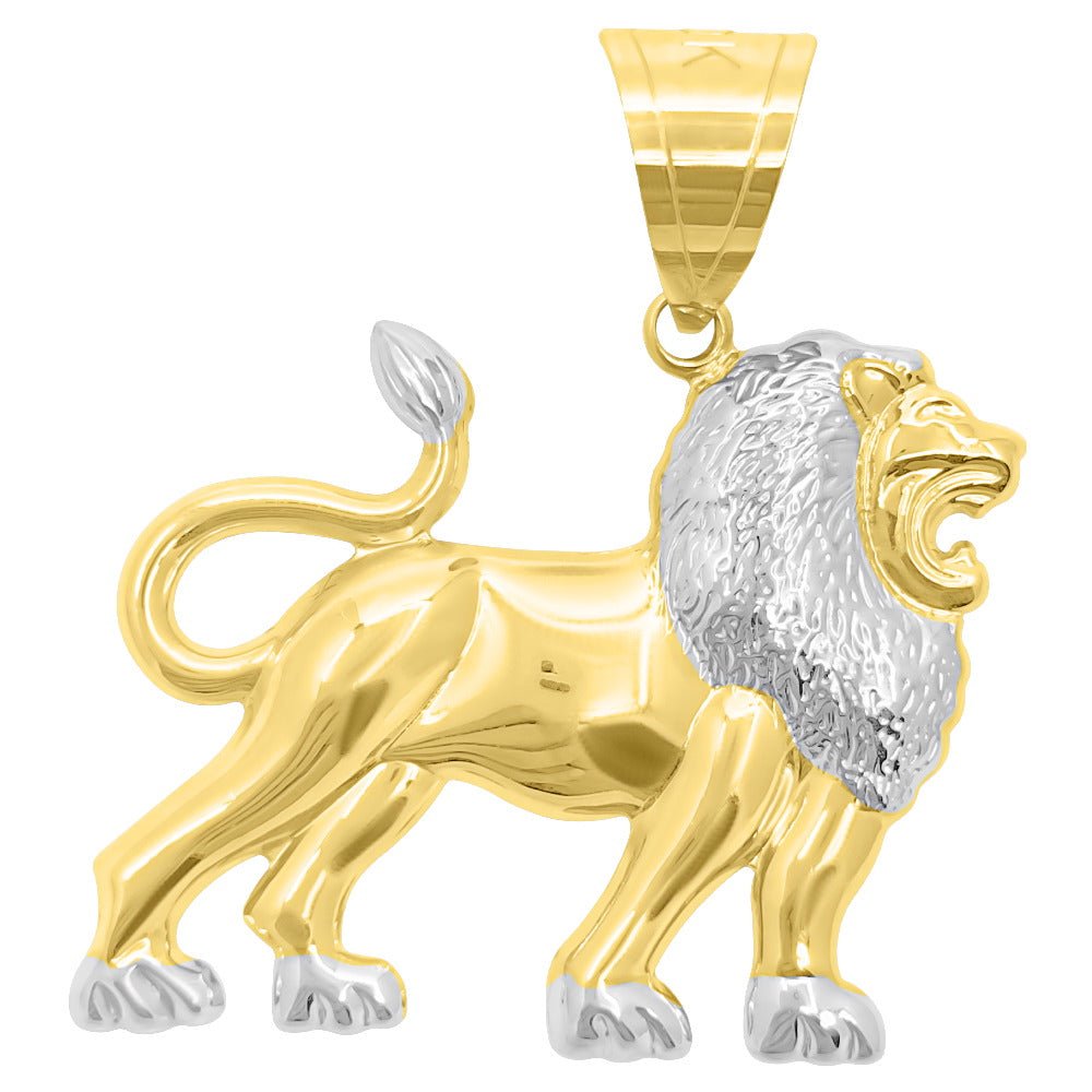 Lion Full Body Detailed 10K Yellow Gold Pendant HipHopBling