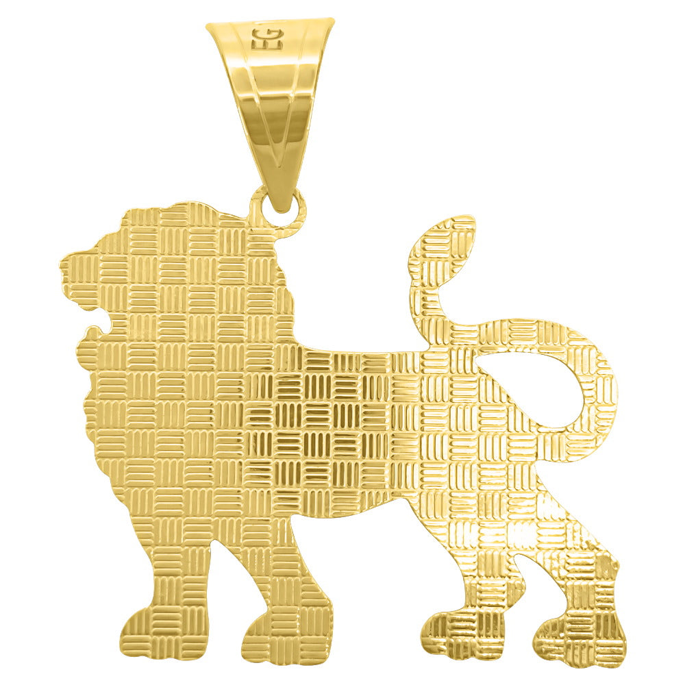 Lion Full Body Detailed 10K Yellow Gold Pendant HipHopBling