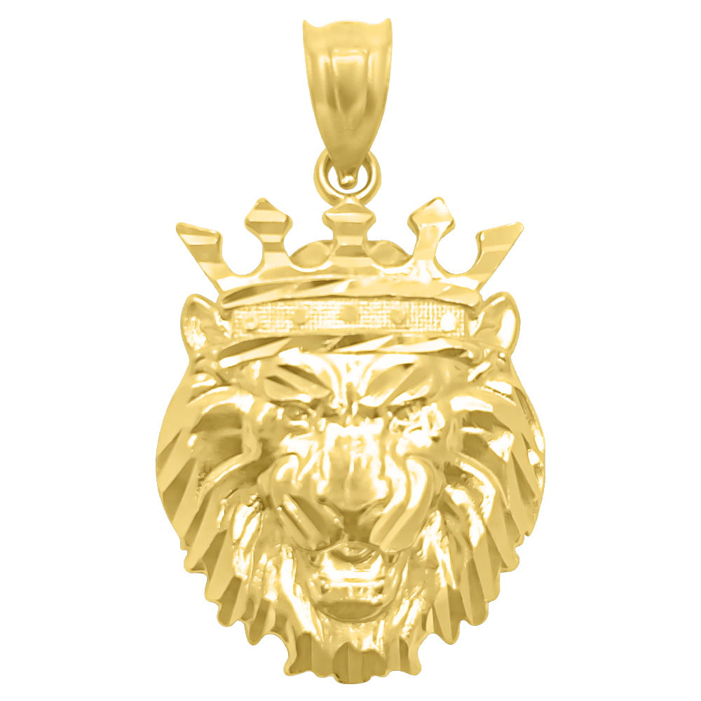 Lion Head Crown S DC 10K Yellow Gold Pendant HipHopBling
