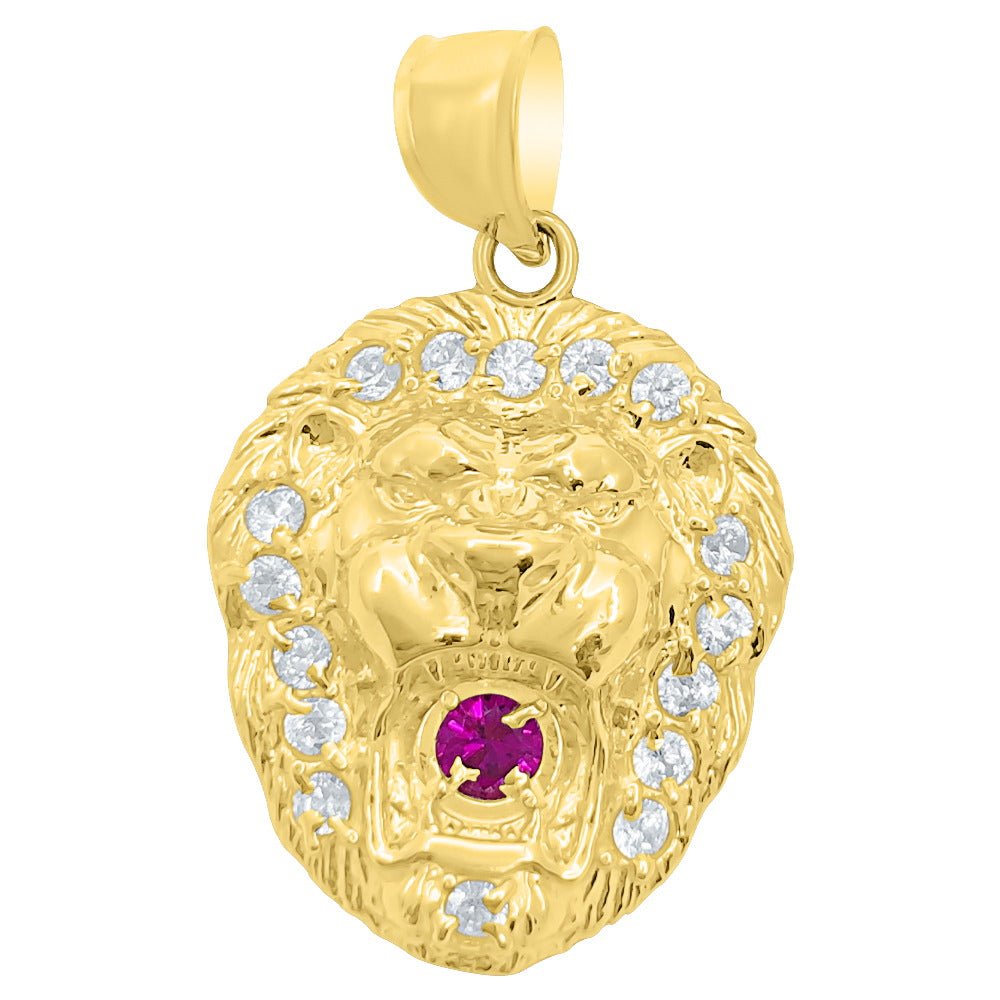 Lion Head CZ Mini 10K Yellow Gold Pendant HipHopBling