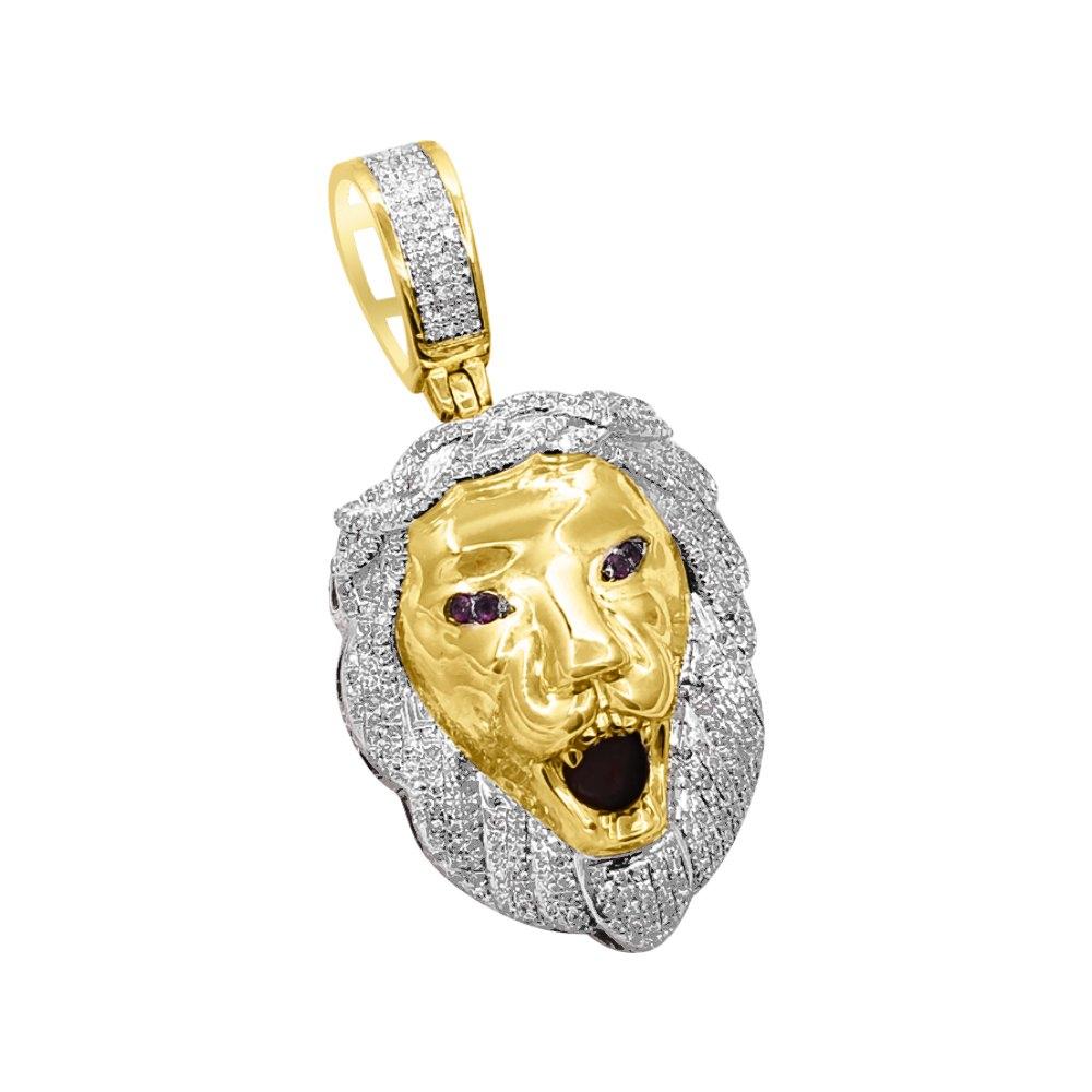 Lion Head Diamond Pendant .45cttw 10K Yellow Gold HipHopBling