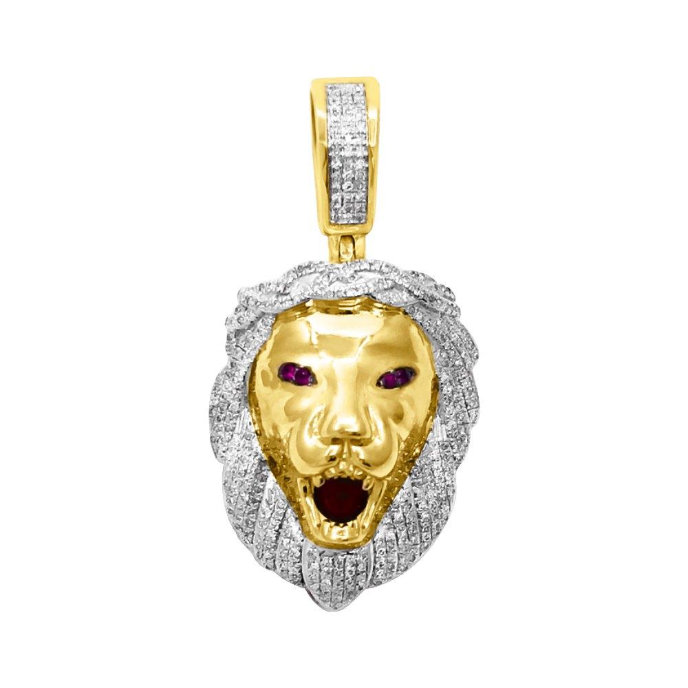Lion Head Diamond Pendant .45cttw 10K Yellow Gold HipHopBling