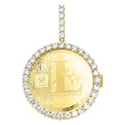 LITECOIN Coin Iced Out Frame Pendant Yellow Gold Tennis CZ Frame HipHopBling