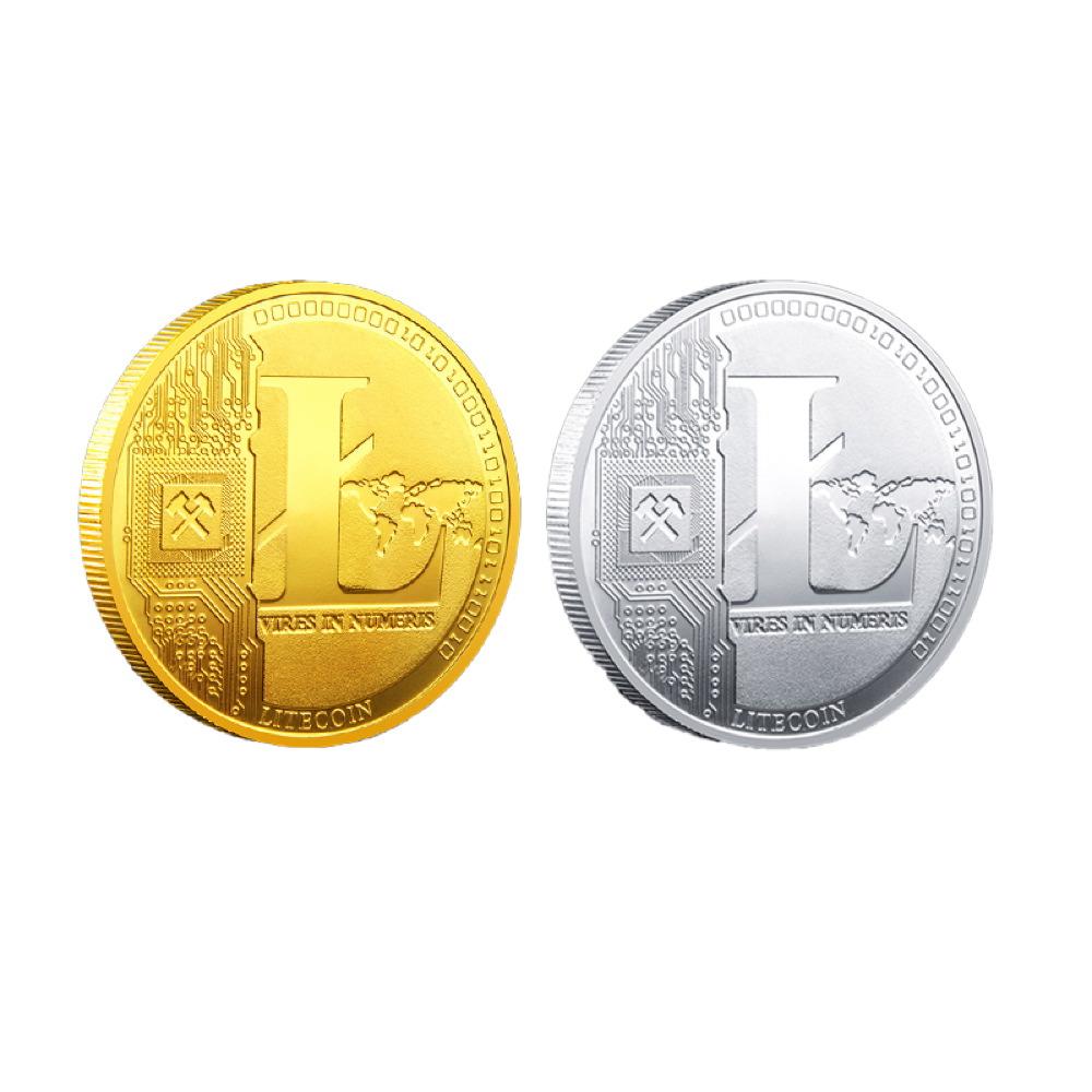 LITECOIN Coin Iced Out Frame Pendant Yellow Gold Tennis CZ Frame HipHopBling