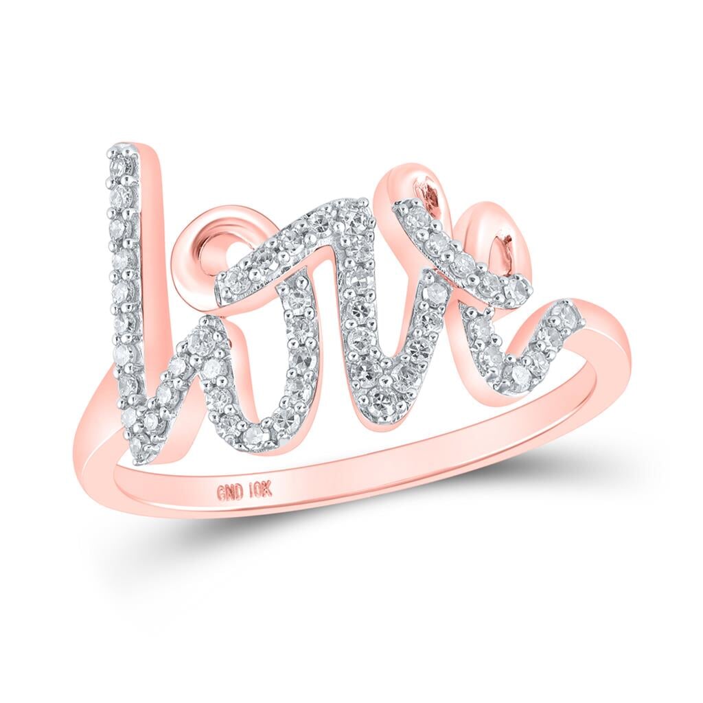 Love Script Diamond Ring 10K Gold 10K Rose Gold HipHopBling