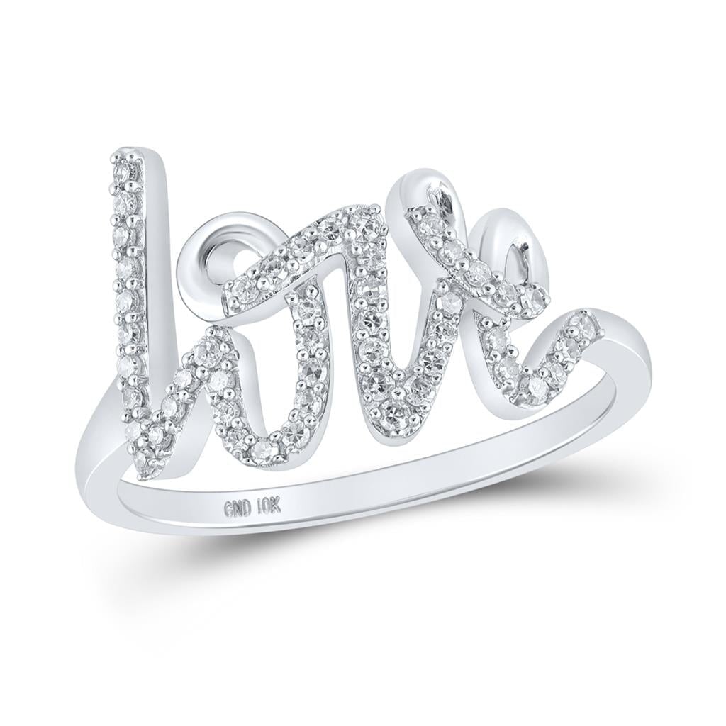 Love Script Diamond Ring 10K Gold 10K White Gold HipHopBling