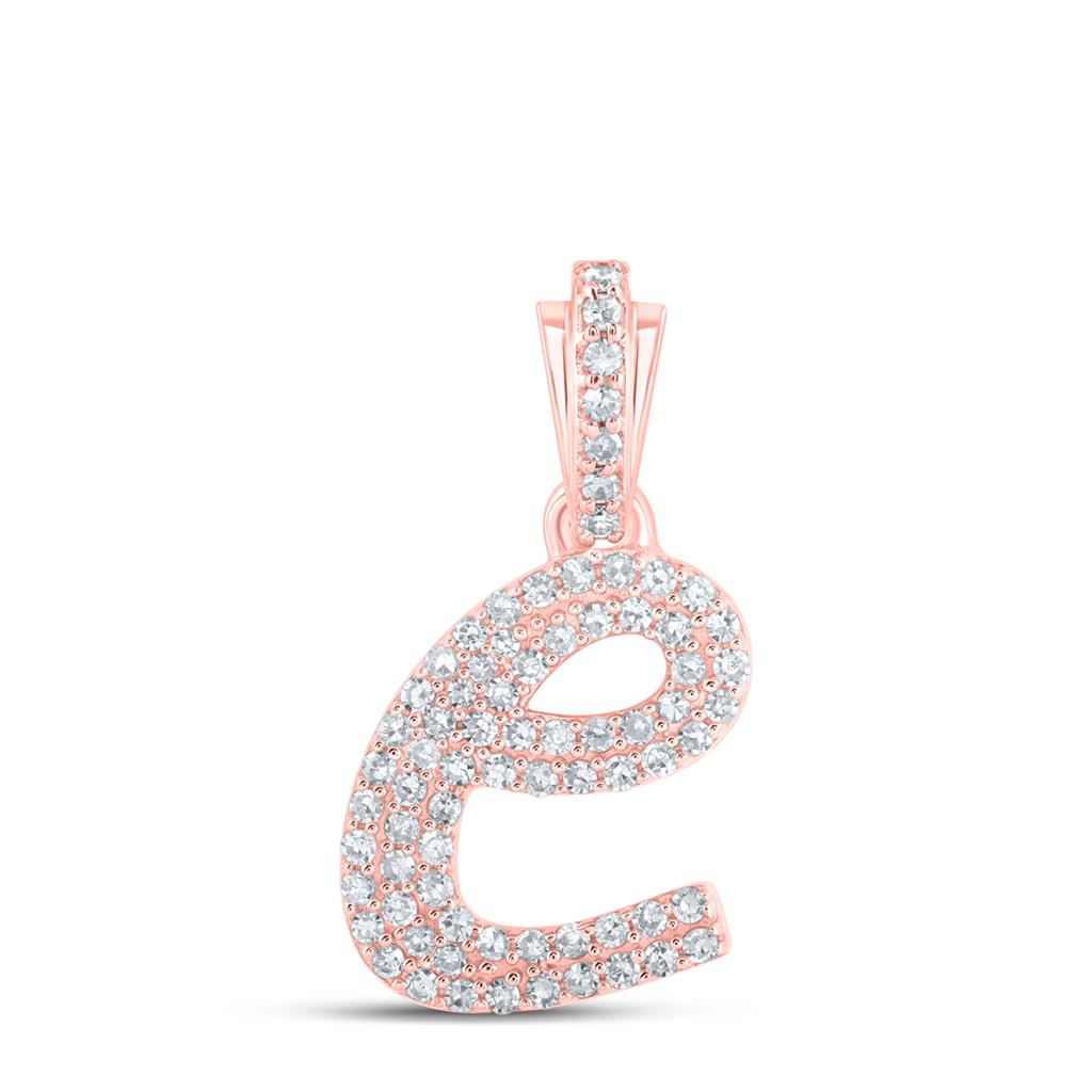 Lowercase Cursive A - Z Letter Initial Diamond Pendant 10K Gold A 10K Yellow Gold HipHopBling