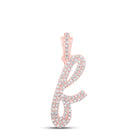 Lowercase Cursive A - Z Letter Initial Diamond Pendant 10K Gold A 10K Yellow Gold HipHopBling
