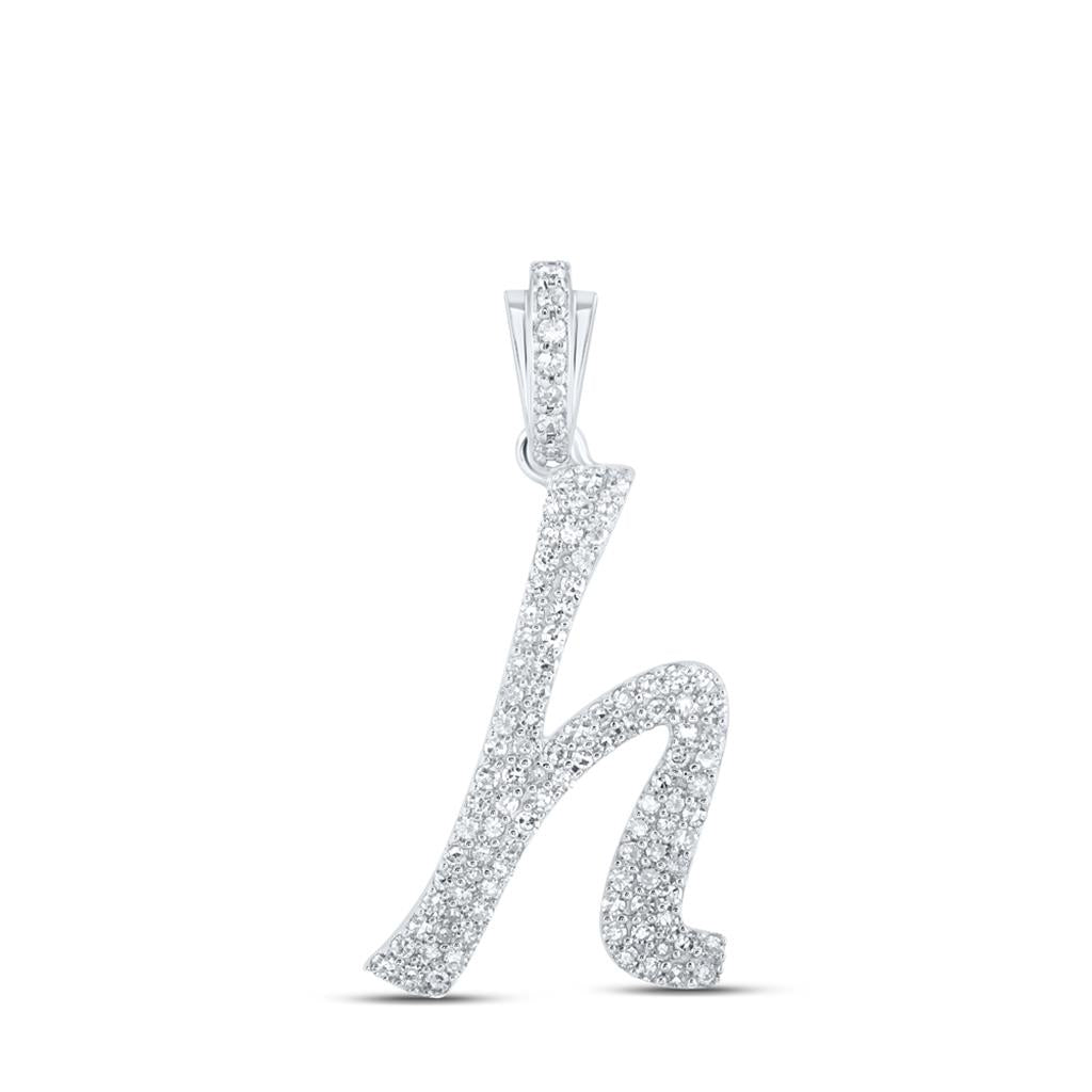 Lowercase Cursive A - Z Letter Initial Diamond Pendant 10K Gold A 10K Yellow Gold HipHopBling