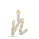 Lowercase Cursive A - Z Letter Initial Diamond Pendant 10K Gold A 10K Yellow Gold HipHopBling