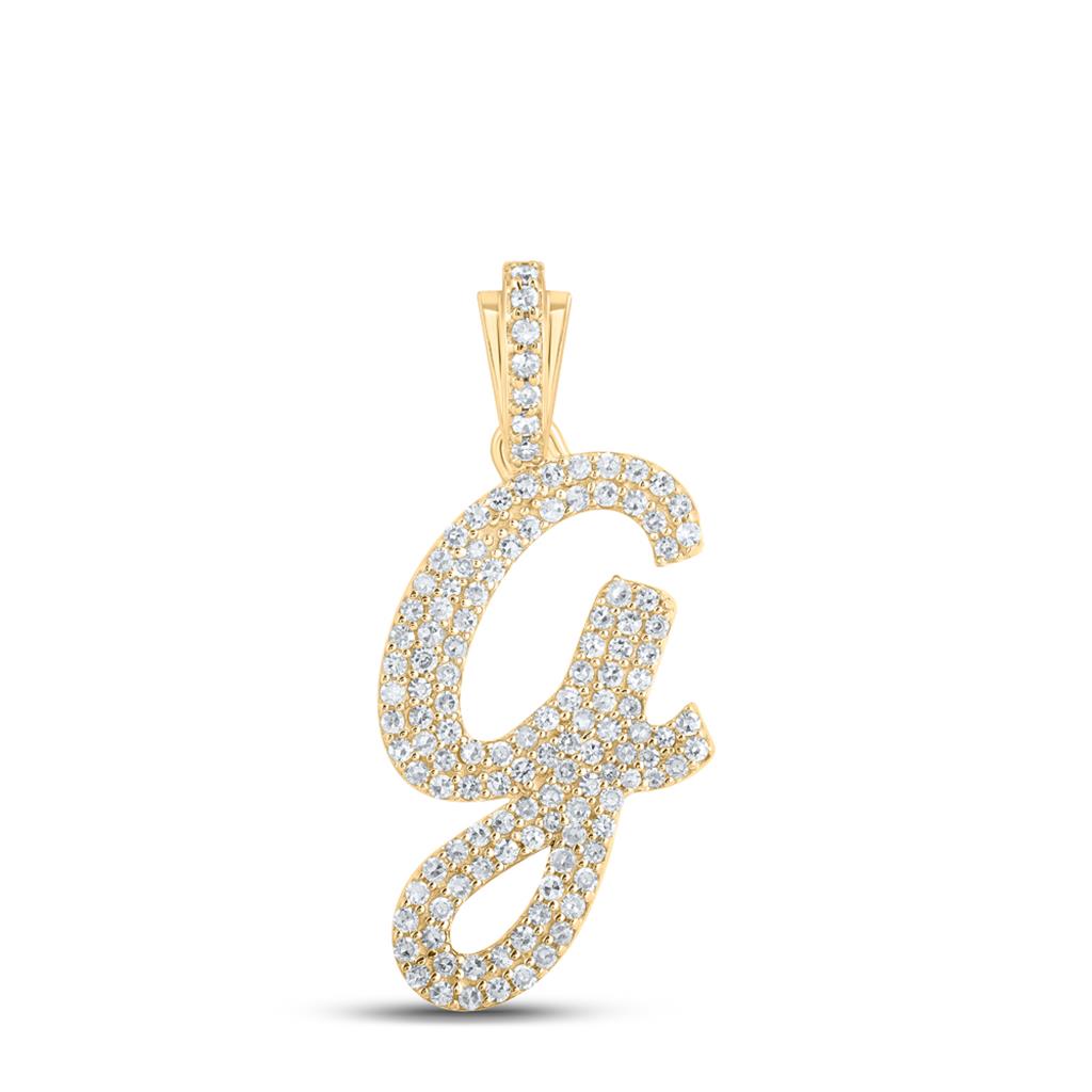 Lowercase Cursive A - Z Letter Initial Diamond Pendant 10K Gold A 10K Yellow Gold HipHopBling