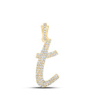 Lowercase Cursive A - Z Letter Initial Diamond Pendant 10K Gold A 10K Yellow Gold HipHopBling