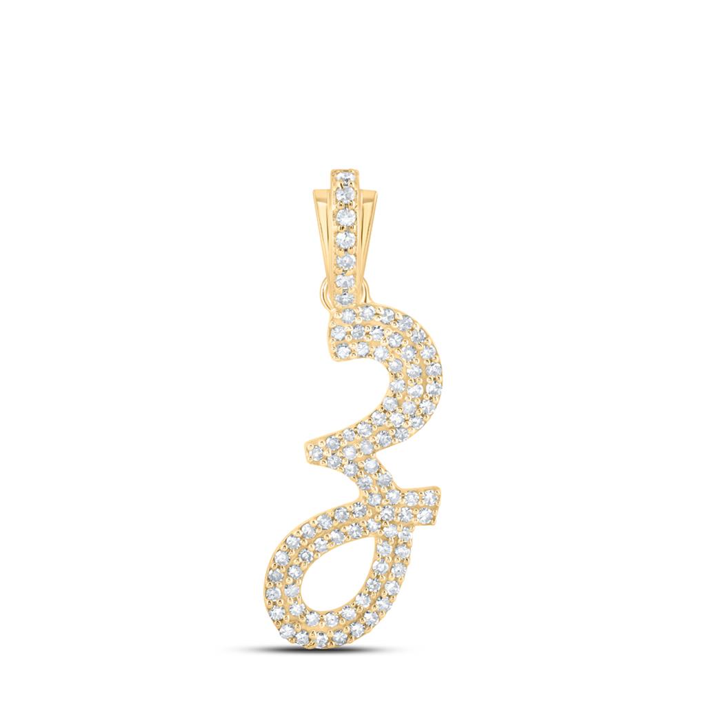 Lowercase Cursive A - Z Letter Initial Diamond Pendant 10K Gold A 10K Yellow Gold HipHopBling