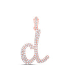 Lowercase Cursive A - Z Letter Initial Diamond Pendant 10K Gold A 10K Yellow Gold HipHopBling