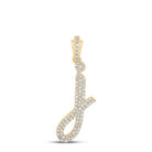 Lowercase Cursive A - Z Letter Initial Diamond Pendant 10K Gold A 10K Yellow Gold HipHopBling