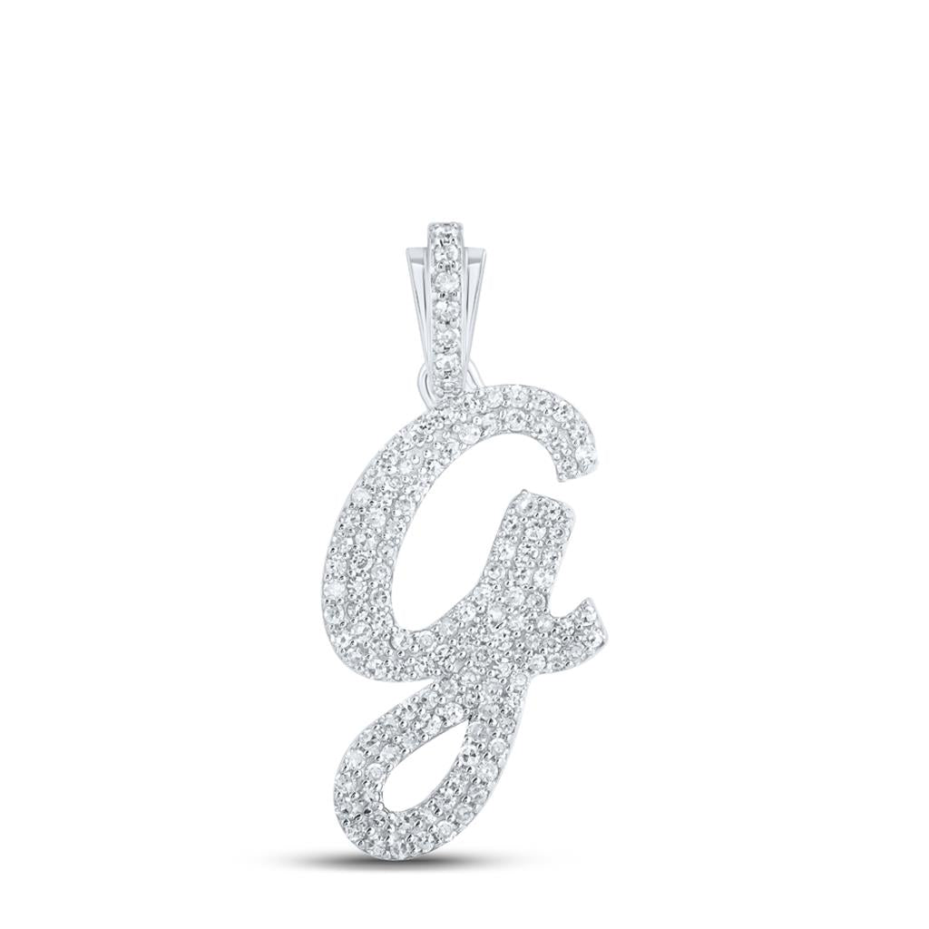 Lowercase Cursive A - Z Letter Initial Diamond Pendant 10K Gold A 10K Yellow Gold HipHopBling