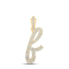 Lowercase Cursive A - Z Letter Initial Diamond Pendant 10K Gold A 10K Yellow Gold HipHopBling