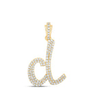 Lowercase Cursive A - Z Letter Initial Diamond Pendant 10K Gold A 10K Yellow Gold HipHopBling