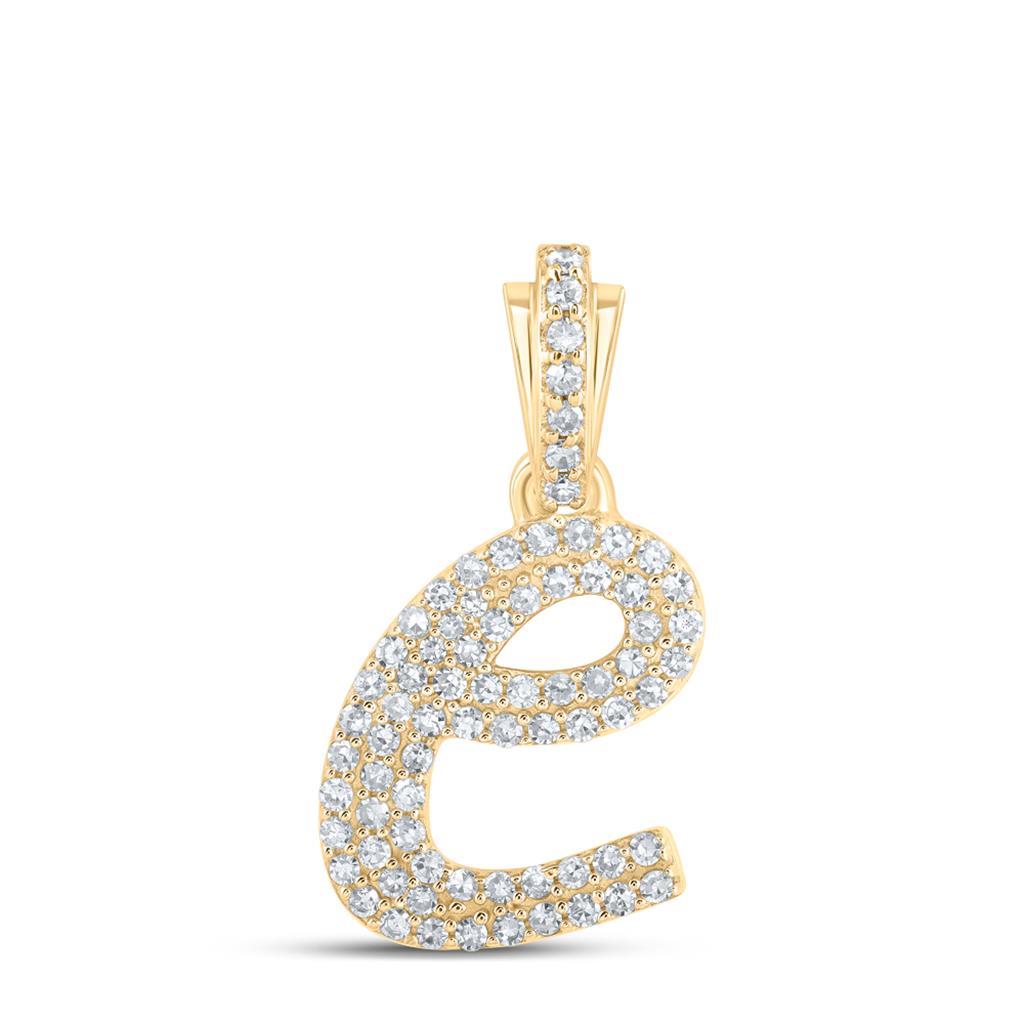 Lowercase Cursive A - Z Letter Initial Diamond Pendant 10K Gold A 10K Yellow Gold HipHopBling