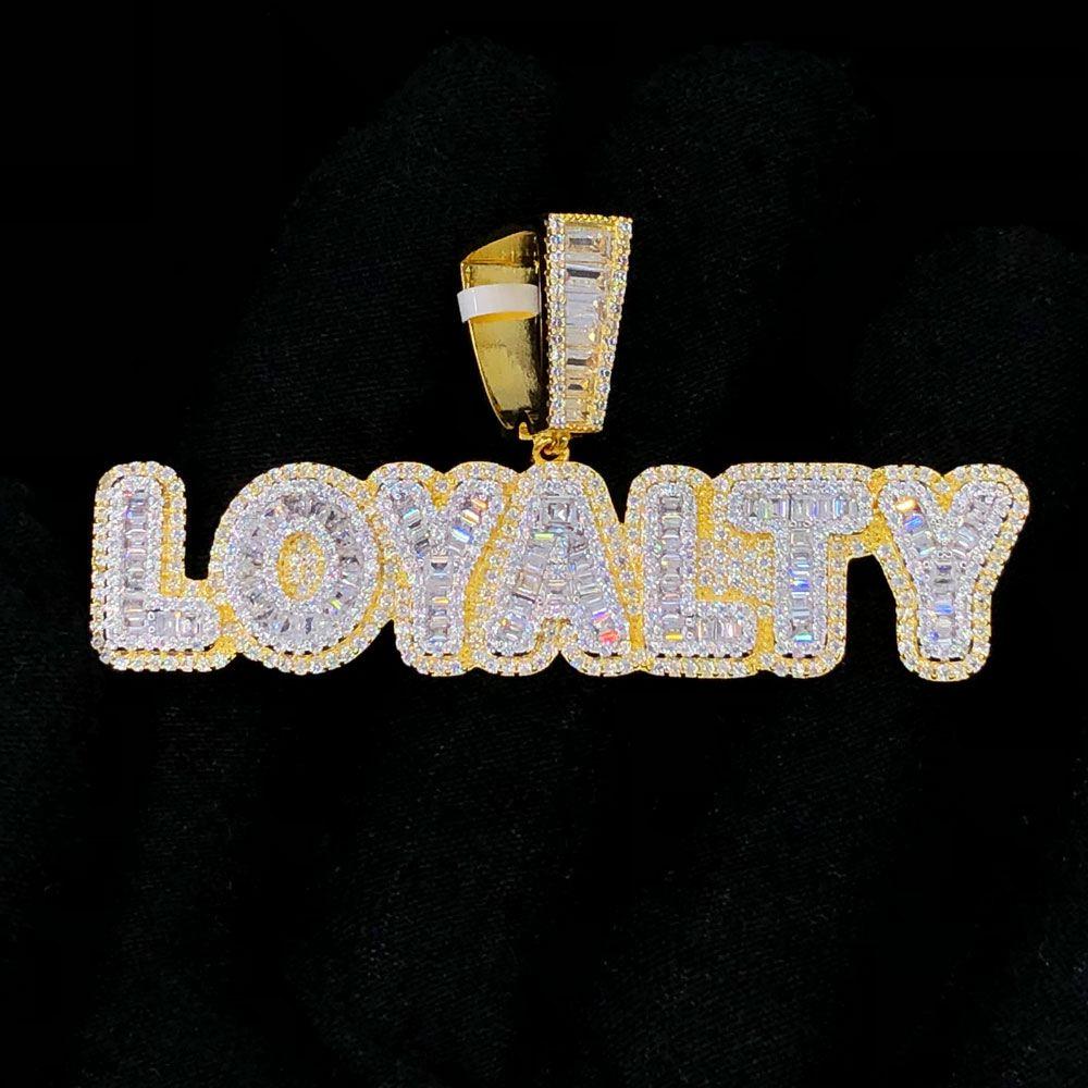 Loyalty Baguette VVS CZ Hip Hop Bling Bling Pendant Yellow Gold HipHopBling