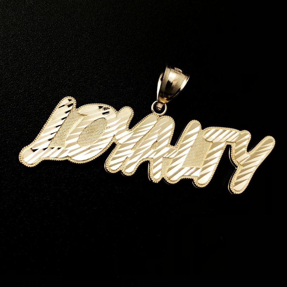 Loyalty Graffiti Script DC 10K Yellow Gold Pendant HipHopBling