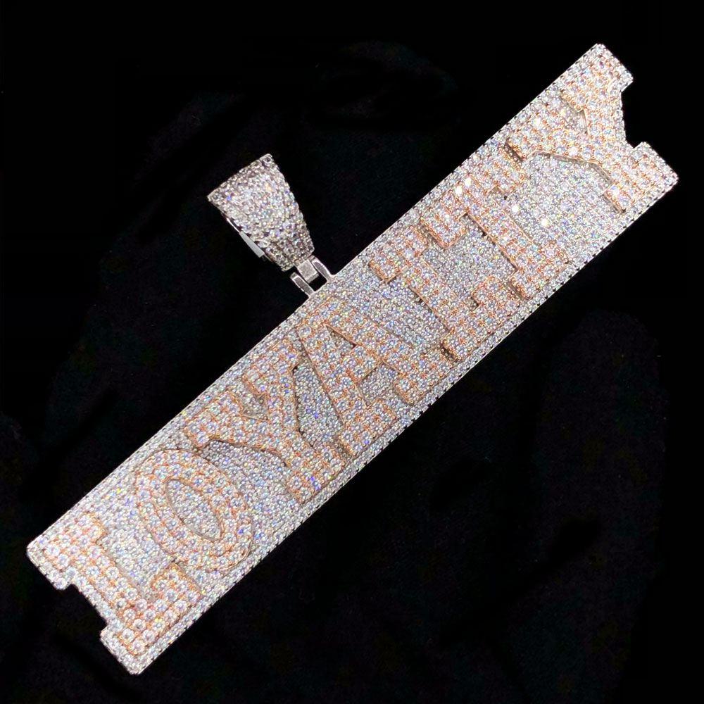 Loyalty Plaque VVS CZ Hip Hop Bling Pendant White Gold HipHopBling