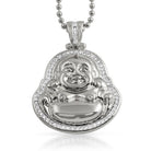 Lucky Buddha CZ Buddhist Pendant Rhodium HipHopBling