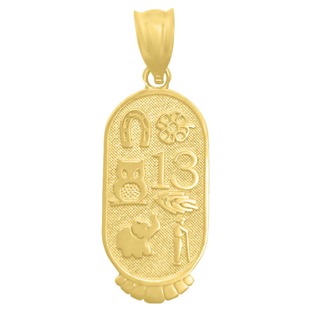 Lucky Horseshoe Elephant Owl Evil Eye Flower 13 10K Yellow Gold Pendant HipHopBling