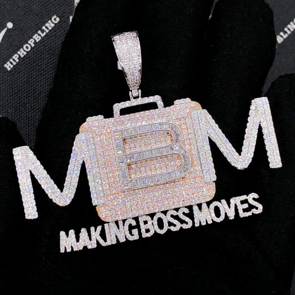 Making Boss Moves VVS CZ Hip Hop Iced Out Pendant White Gold HipHopBling