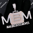 Making Boss Moves VVS CZ Hip Hop Iced Out Pendant White Gold HipHopBling