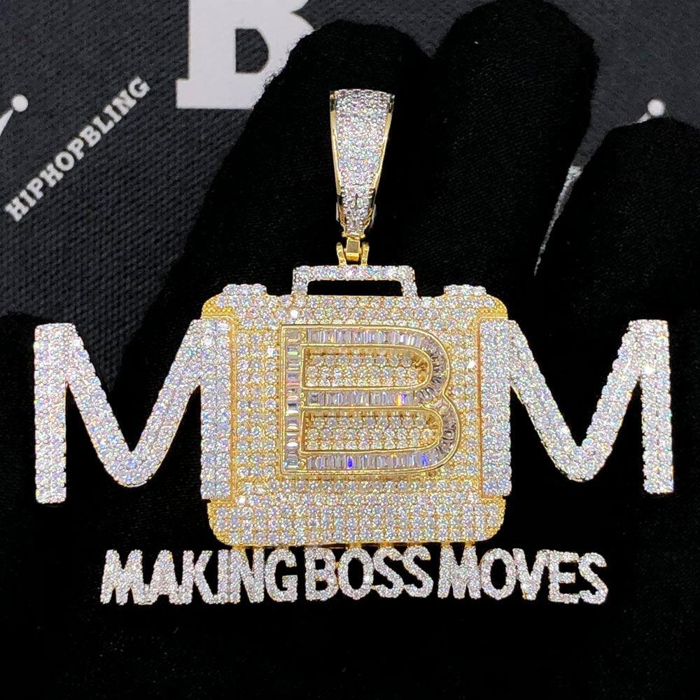 Making Boss Moves VVS CZ Hip Hop Iced Out Pendant Yellow Gold HipHopBling
