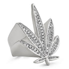 Marijuana Leaf 420 CZ Bling Bling Rhodium Ring 7 HipHopBling