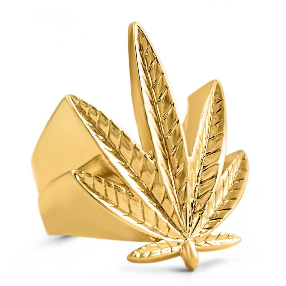 Marijuana Leaf Pot 420 Stoners Gold Ring 7 HipHopBling