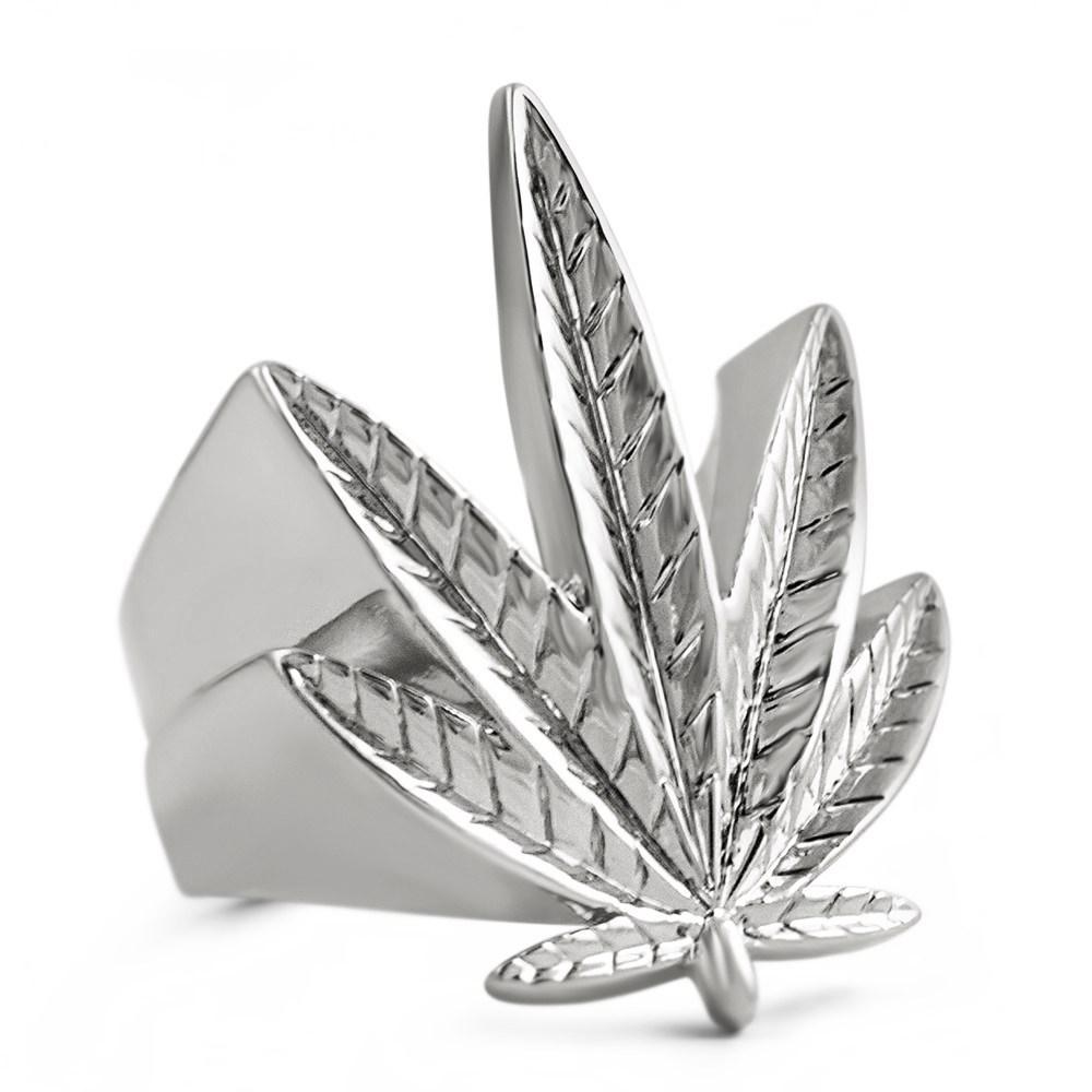 Marijuana Leaf Pot 420 Stoners Rhodium Ring 7 HipHopBling