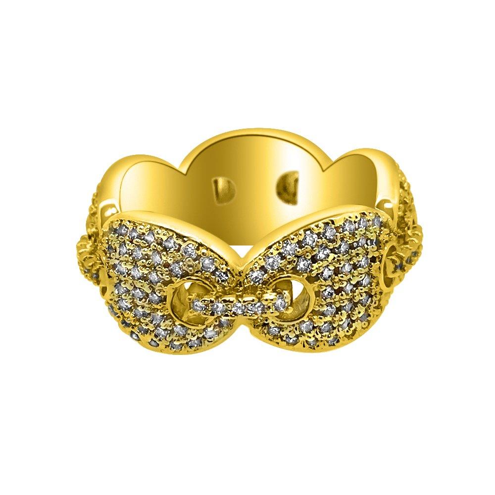Marine Link Eternity Band Gold CZ Bling Bling Ring HipHopBling