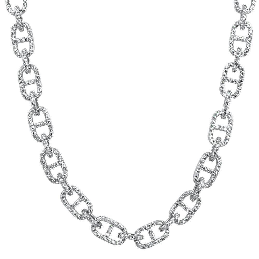 Mariner Tennis Link CZ Hip Hop Iced Out Chain White Gold 18" HipHopBling