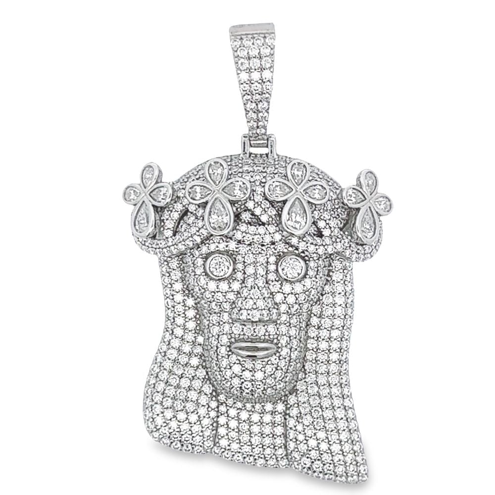Marquis Crown Jesus VVS Moissanite Pendant 5.48cttw .925 Sterling Silver HipHopBling