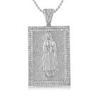 Mary Christian Rhodium Block CZ Medallion Pendant Only HipHopBling