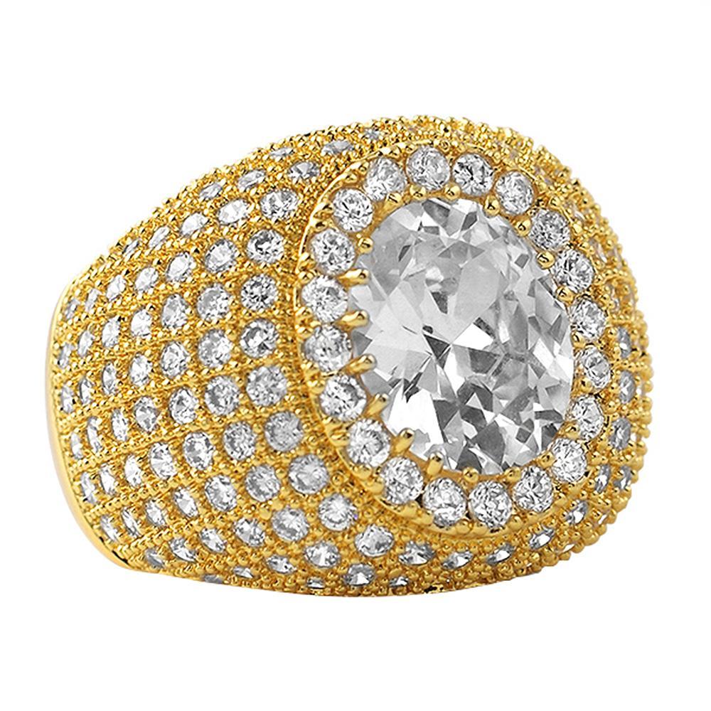 Masterpiece Gold CZ Bling Bling Ring 7 HipHopBling