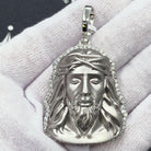 Matte Detailed Jesus Face VVS CZ Hip Hop Iced Out Pendant White Gold HipHopBling