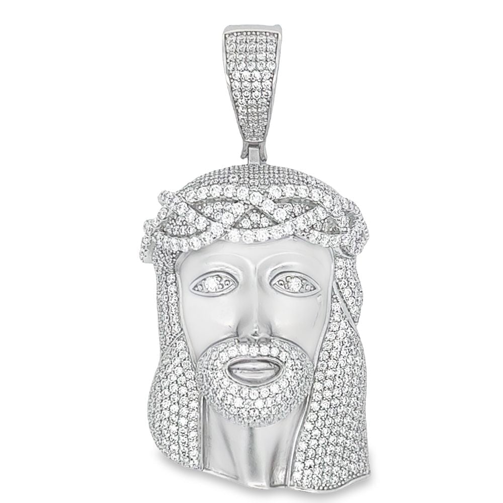 Matte Jesus VVS Moissanite Pendant 7.28cttw .925 Sterling Silver HipHopBling