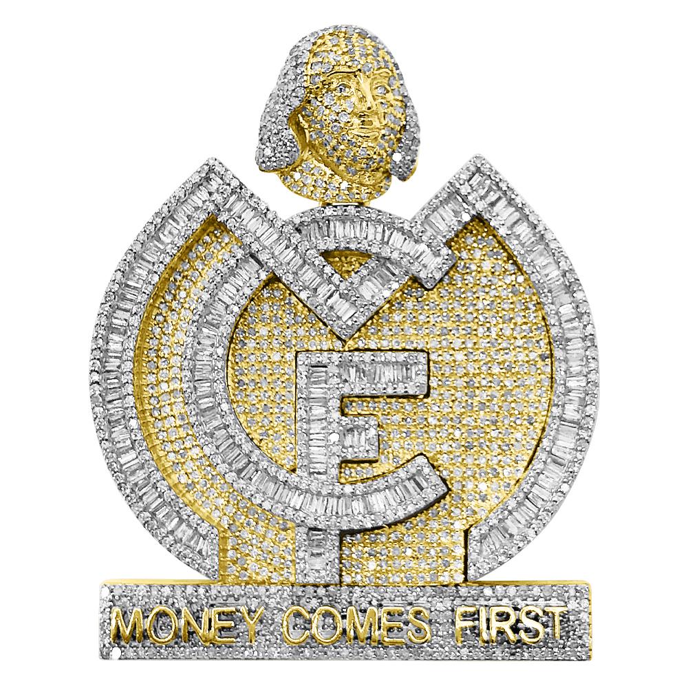 MCF Money Comes First Baguette Diamond Pendant 4.15cttw 10K Yellow Gold HipHopBling