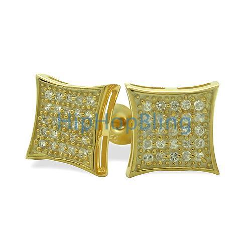 MED Kite Gold Vermeil CZ Micro Pave Earrings .925 Silver HipHopBling