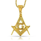 Medium Fancy Masonic Free Mason Pendant Gold Steel Pendant Only HipHopBling