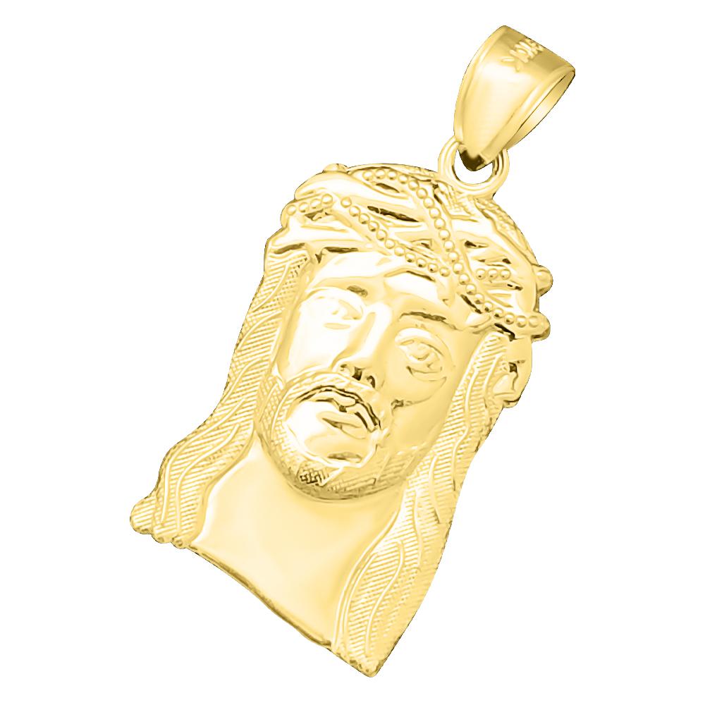Medium Jesus Piece 10K Yellow Gold Pendant HipHopBling