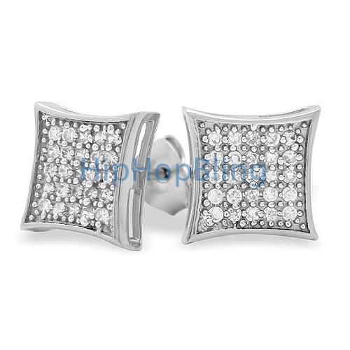 Medium Kite CZ Micro Pave Iced Out Earrings .925 Silver HipHopBling