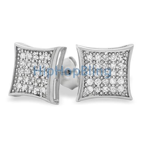 Medium Kite CZ Micro Pave Iced Out Earrings .925 Silver HipHopBling