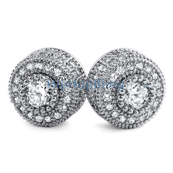Mega 3D Cluster Bling Bling Earrings CZ HipHopBling
